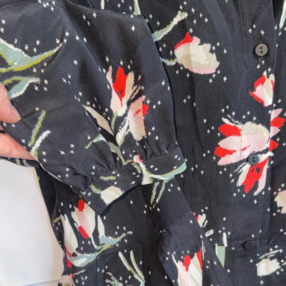 Rebecca Taylor Black Dress with Floral Accents - Picture 3 of 9